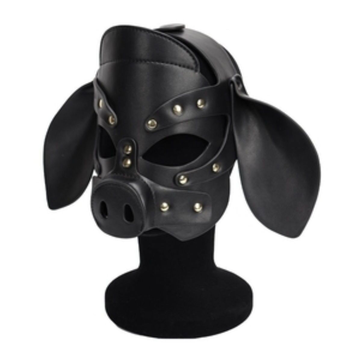 Faux Leather Piggy Mask Black