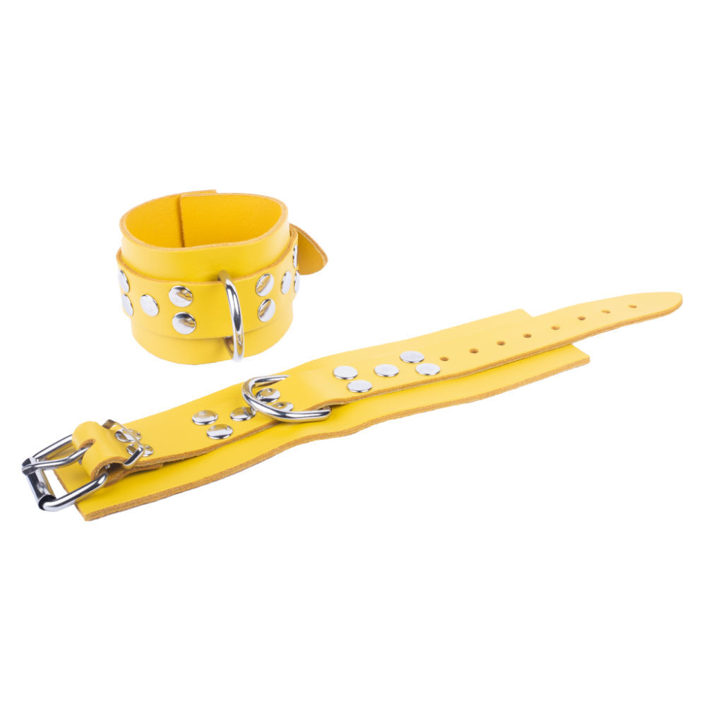 Leder Handschellen Yellow, Bild 2