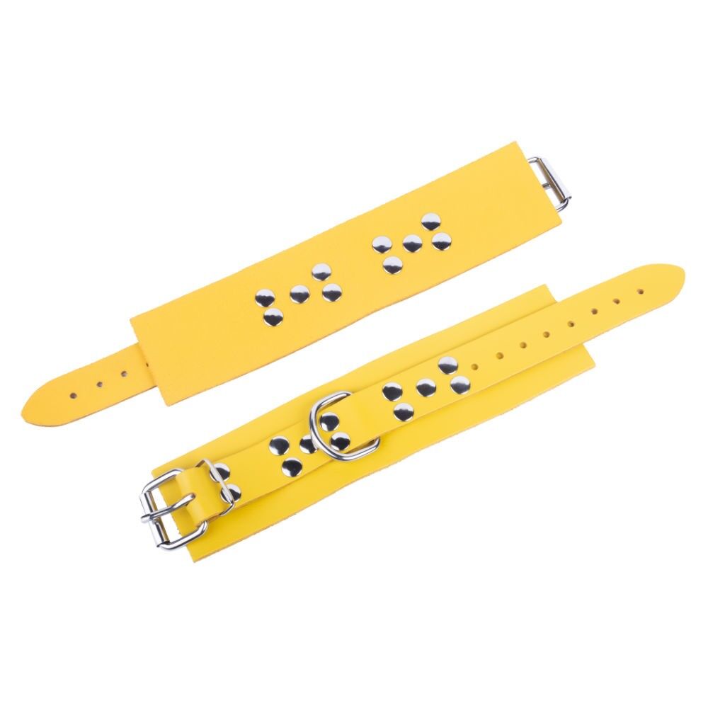 Leder Handschellen Yellow, Bild 3