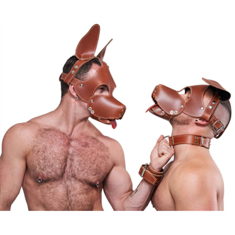 Leather Dog Mask brown - Shaggy, image 2