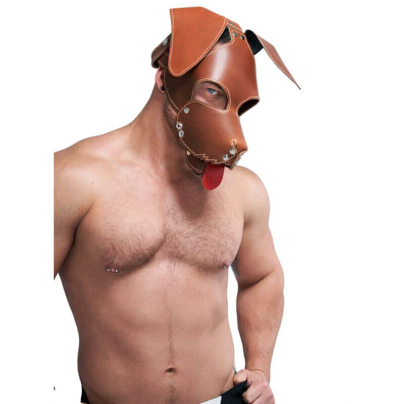Leather Dog Mask brown - Floppy, Bild 3