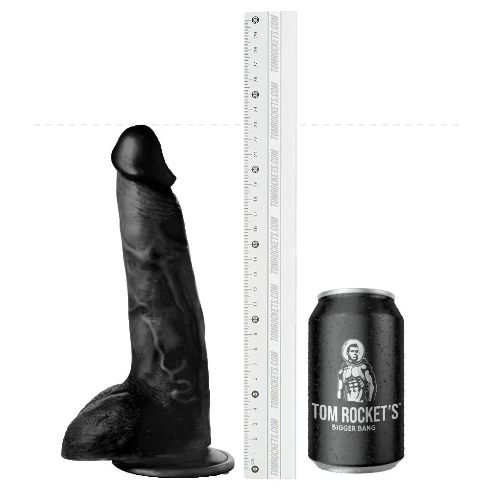 Beefy Brad 9" Black Dildo with Balls, image 2