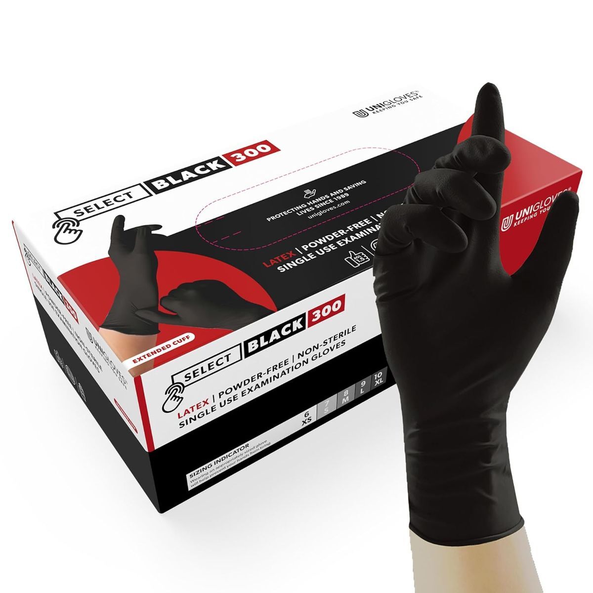 Single Use Black Latex Gloves - 100 Package Single Use Black Latex Gloves - 100 Package