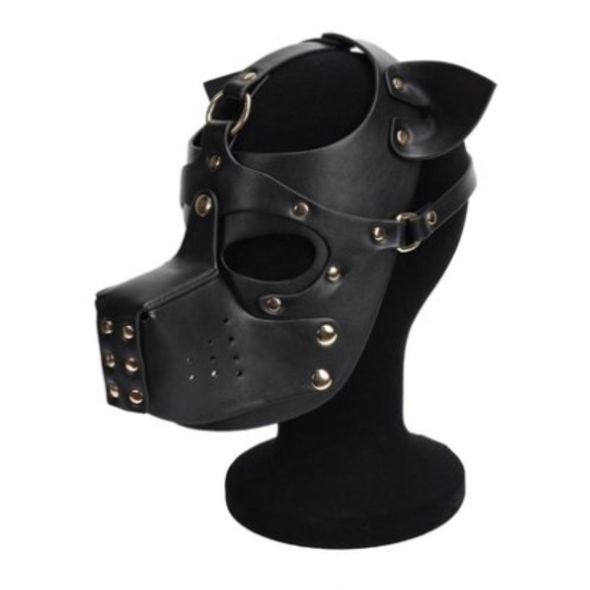 Faux Leather Puppy Mask Black