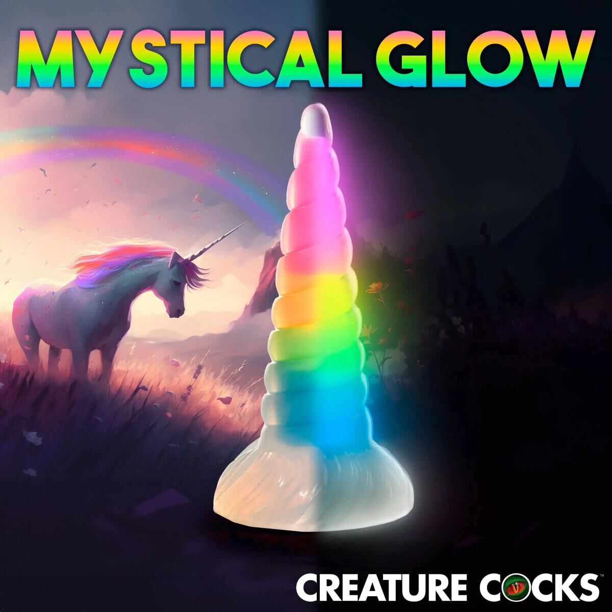UniGlow Glow in the Dark Unicorn Dildo, image 4