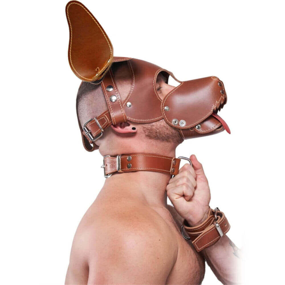 Leather Dog Mask brown - Shaggy, image 7