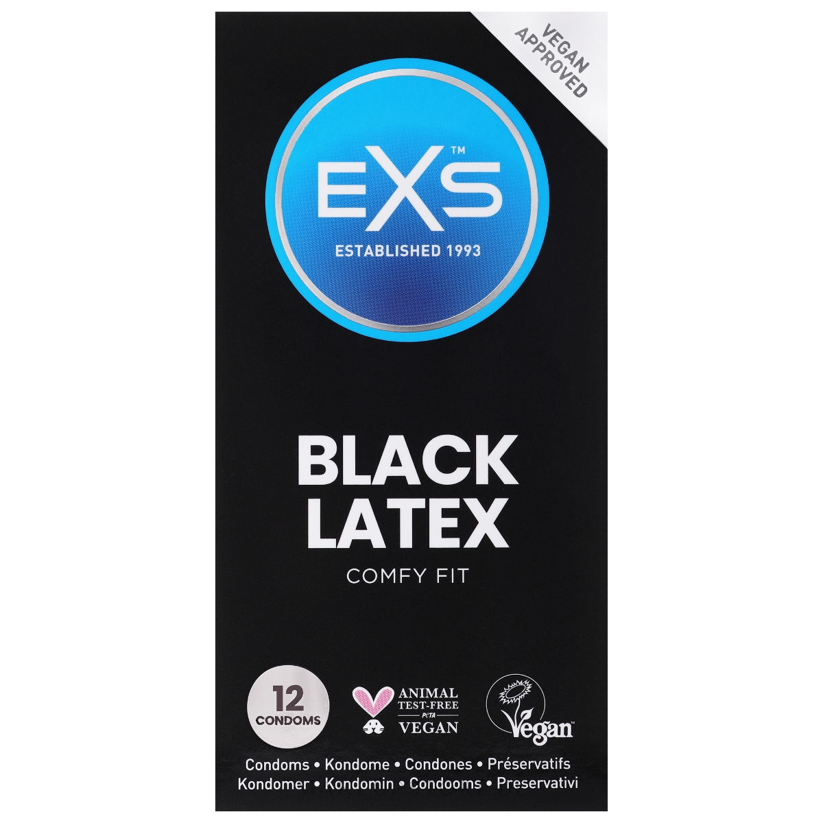 EXS Black Latex Condoms 12 Pack