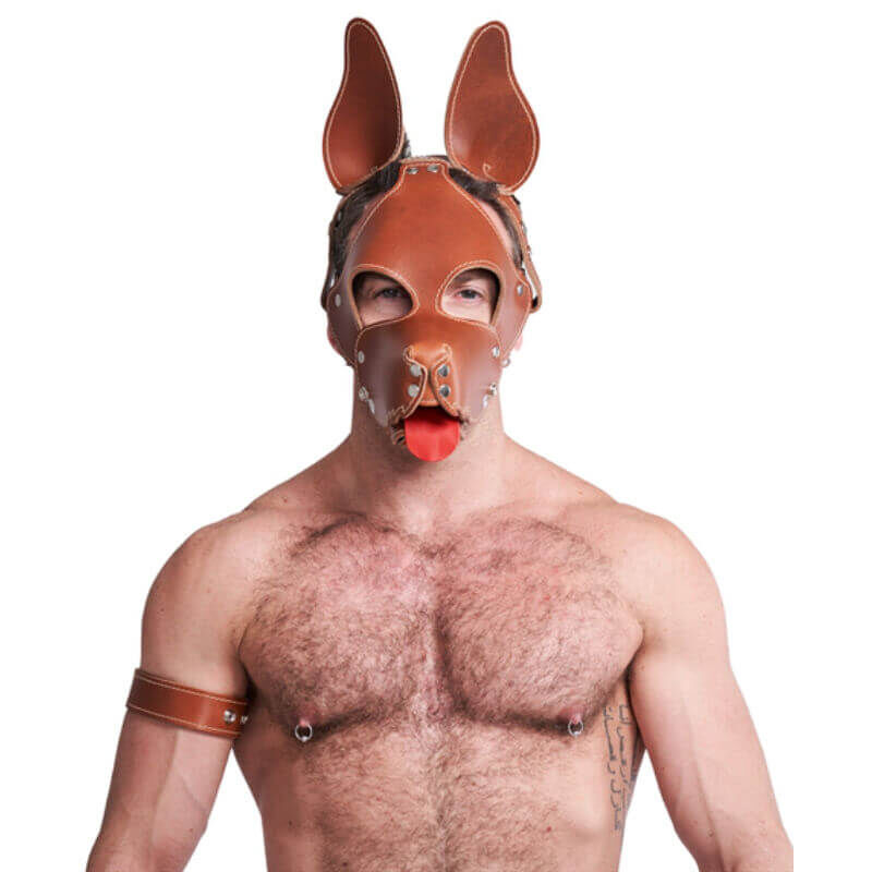 Leather Dog Mask brown - Shaggy, image 6