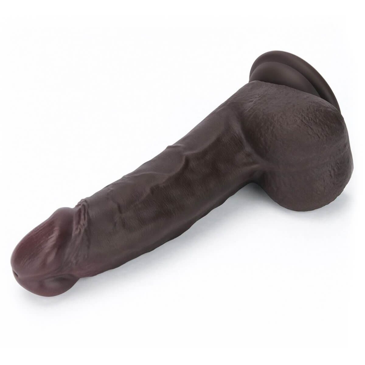 8" Sliding Skin Cock Dark Skin Tone, image 7