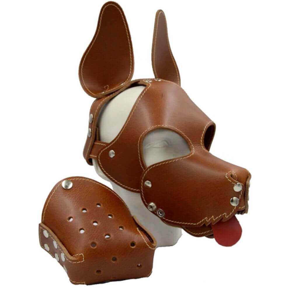 Leather Dog Mask brown - Shaggy, image 4