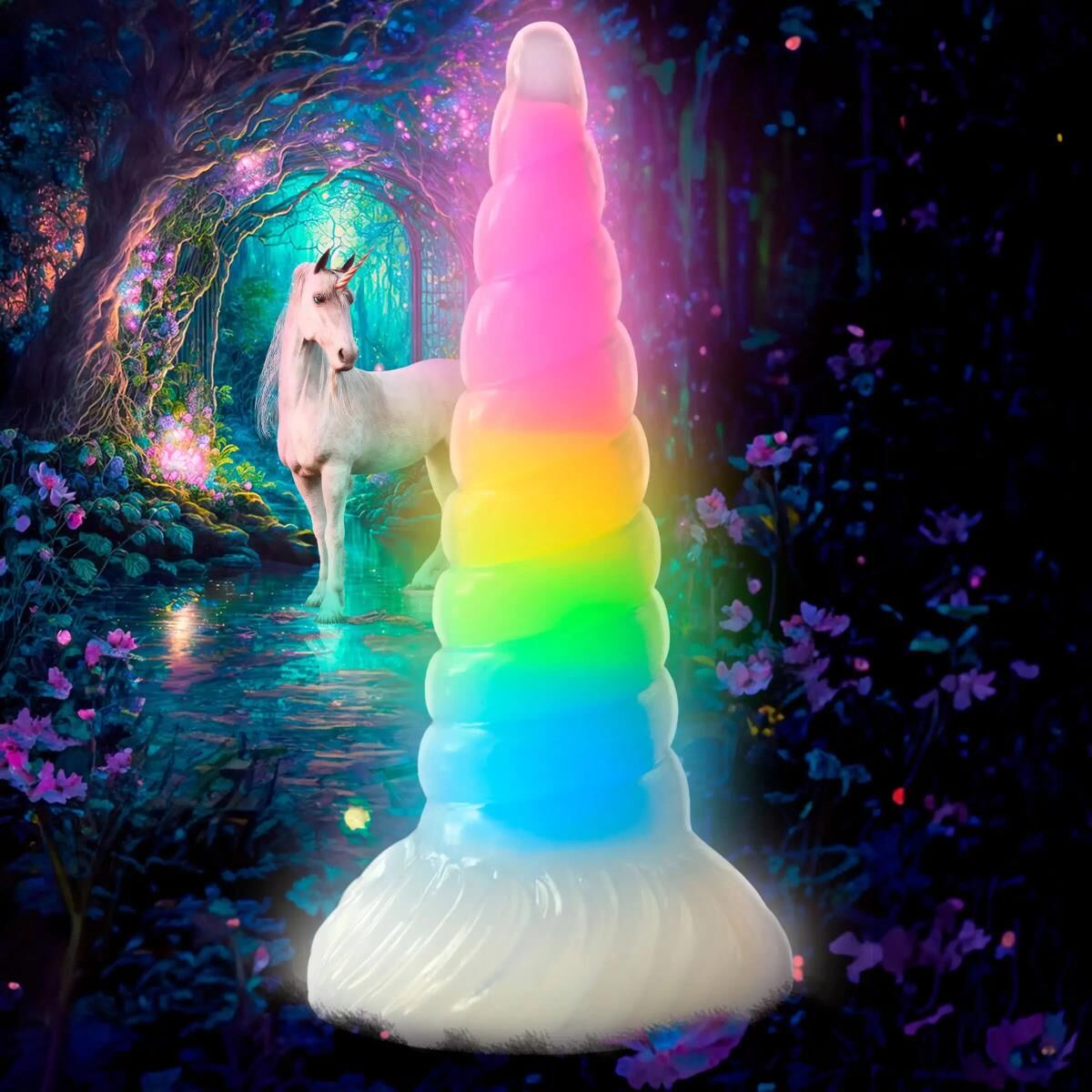 UniGlow Glow in the Dark Unicorn Dildo, image 7