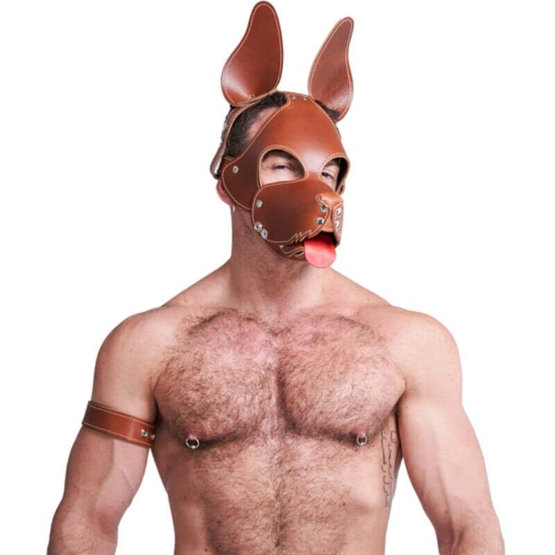 Leather Dog Mask brown - Shaggy Leather Dog Mask brown - Shaggy