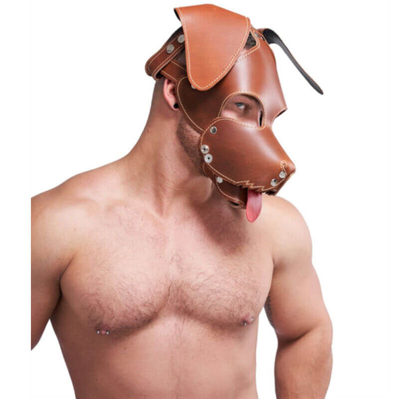 Leather Dog Mask brown - Floppy, Bild 4