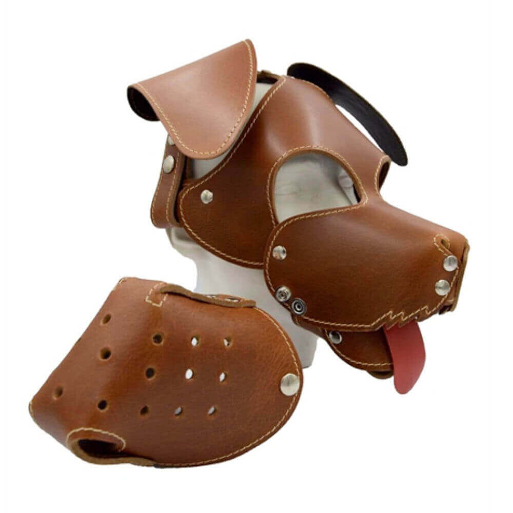 Leather Dog Mask brown - Floppy, Bild 6
