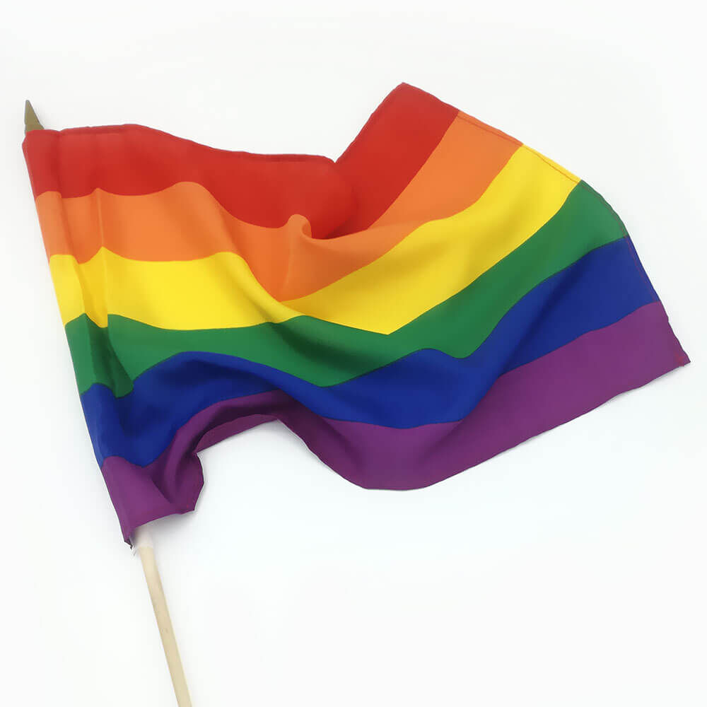 Regenbogenfahne mit Stab 30x45 cm günstig im Gay-Shop kaufen