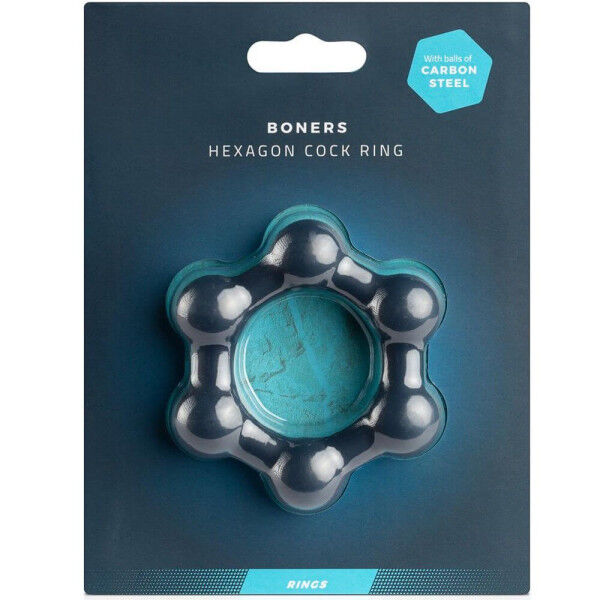 Hexagon Stahl-Kugel Cock Ring | Hot Candy