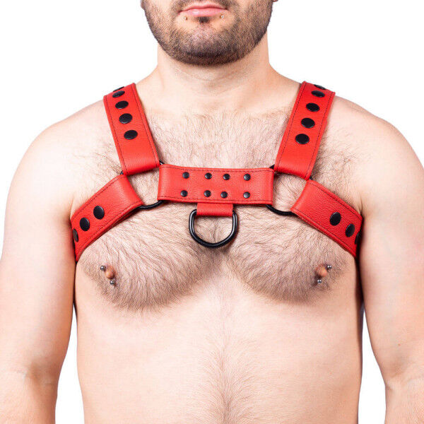 Red Snap Leather Harness | Hot Candy